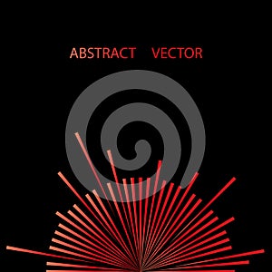 Abstract black background with a circle of red rays.