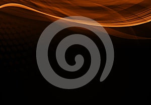 Abstract black background with dynamic orange lines