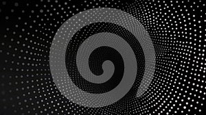 Circular Halftone Dot Pattern Abstract Black Background Texture with Gradient Effect