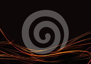 Abstract black background with fire lines