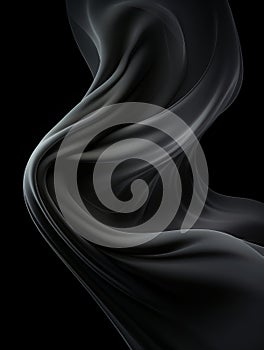 an abstract black background with a flowing fabric