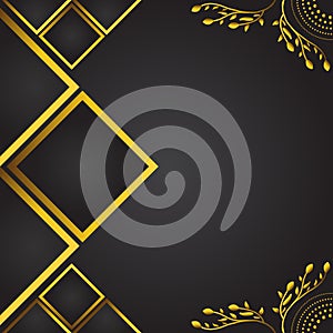 Abstract black background with golden floral ornament.