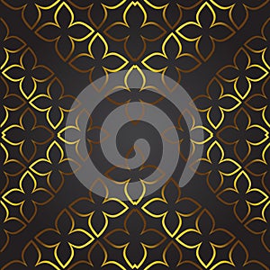 Abstract black background with golden floral ornament.