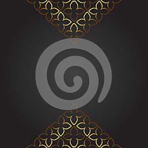 Abstract black background with golden floral ornament.