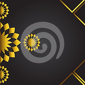 Abstract black background with golden floral ornament.