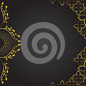 Abstract black background with golden floral ornament.