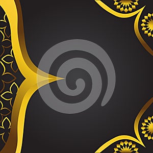 Abstract black background with golden floral ornament.