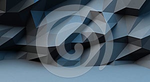 Abstract black background with polygonal pattern. 3d image