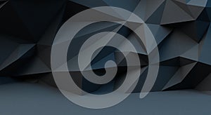 Abstract black background with polygonal pattern. 3d image