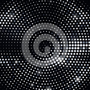 Abstract black background with retro silver glitter halftone