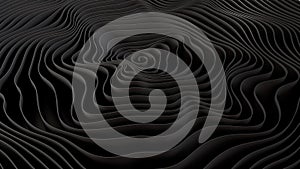 Abstract black background with wavy lines. 3d rendering, 3d illustration.