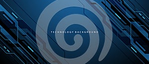 Abstract black blue circuit board technology connected lines electronics elements computer digital background vector