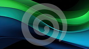 Abstract black, blue and green neon background. Shiny moving lines and waves. Glowing neon pattern for backgrounds, banners,