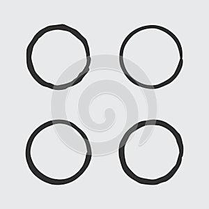 Abstract black brush ink circles. grunge circles. Stock vector illustration isolated on white background.