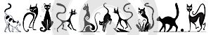 Abstract black cat silhouettes vector set isolated photo