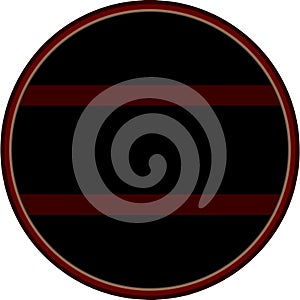 Abstract Black Circle with Red Stripes and Border Design