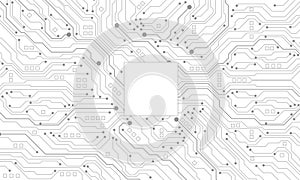 Abstract black circuit board technology connected lines electronics elements computer motherboard chip processor semiconductor