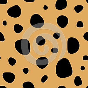 Abstract black dot on yellow background seamless