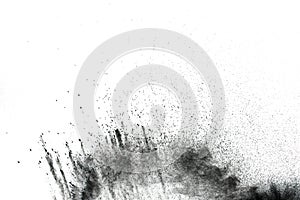 Abstract black dust splatter on white background