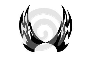 Abstract black evil wings isolated on white background - vector