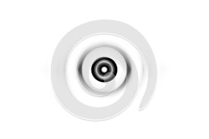 Abstract black eye effect with sound waves oscillating on white background