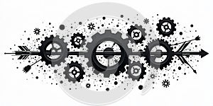 Abstract Black Gears Arrow Design Technology Background