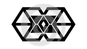 Abstract black geometric hexagonal pattern, vector design Generative AI