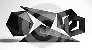 Abstract black geometric shapes on white background
