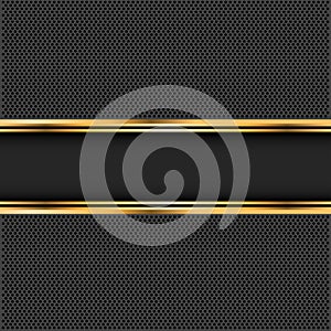 Abstract black gold banner on dark gray circle mesh design luxury background vector