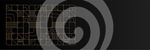 Abstract black gold bauhaus lines geometric banner background. Vector design banner pattern background template for wallpaper,