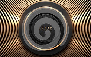 Abstract black and gold circle luxury background