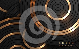 Abstract black and gold circle shapes background