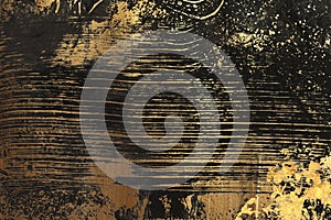 Abstract black and gold color canvas texture grunge background