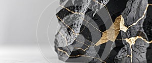 Abstract black and gold cubic rock texture