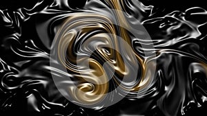 Abstract black and gold flowing metal background