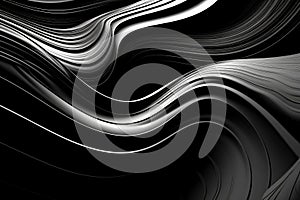 Abstract black gray background with white wavy lines. Generative AI