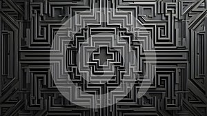Abstract Black and Gray Geometric Maze