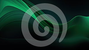 Abstract black and green neon background. Shiny moving lines and waves. Glowing neon pattern for backgrounds, banners, wallpapers