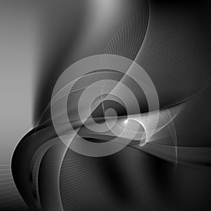 Abstract Black and Grey Flow Curves Background