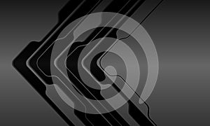Abstract black grey metallic arrow cyber circuit direction geometric design modern futuristic background vector