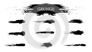 Abstract black grunge collection on white background. Big set of ink spots. Vector illustration