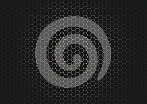 Abstract black hexagon pattern on glowing gold background and texture