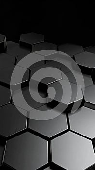 Abstract Black Hexagonal Grid Texture With Dramatic Lighting and Shadows