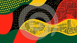 Abstract black history month red, green and yellow background