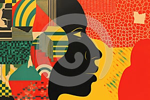 Abstract black history month red, green and yellow background photo