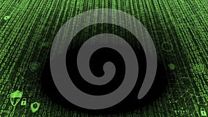 Abstract Black Hole in Digital Matrix of Green Binary Code