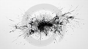 Abstract Black Ink Explosion on White Background