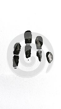 Abstract Black Ink Fingerprint Art on White Background