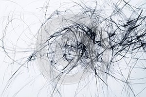 Abstract Black Ink Lines on White Background Creating Dynamic and Chaotic Artistic Pattern