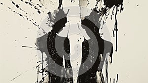 Abstract black ink silhouettes on white background